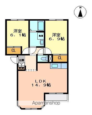 オアシス瑞穂(2LDK/2階)の間取り写真