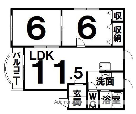 つくしハイツ(2LDK/2階)の間取り写真