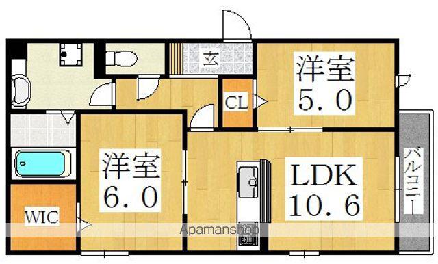 ラミアカーサ上住吉(2LDK/1階)の間取り写真