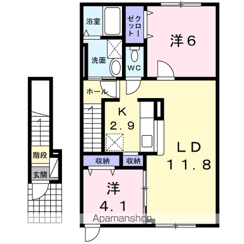 リシェル4(2LDK/2階)の間取り写真