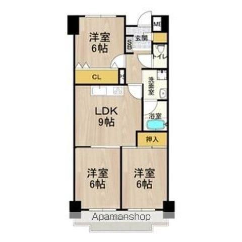 シャトーレイクルイーズ(3LDK/9階)の間取り写真