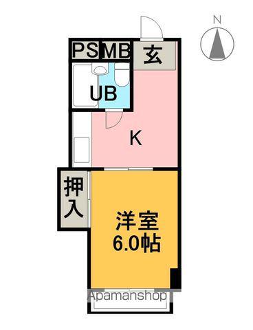 キャンパスひまわり有楽(1DK/2階)の間取り写真
