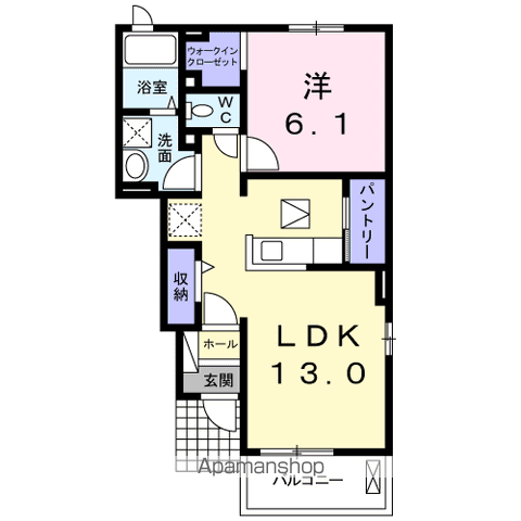 オーラキューブC(1LDK/1階)の間取り写真