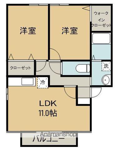 パンシオン回生A棟(2LDK/2階)の間取り写真