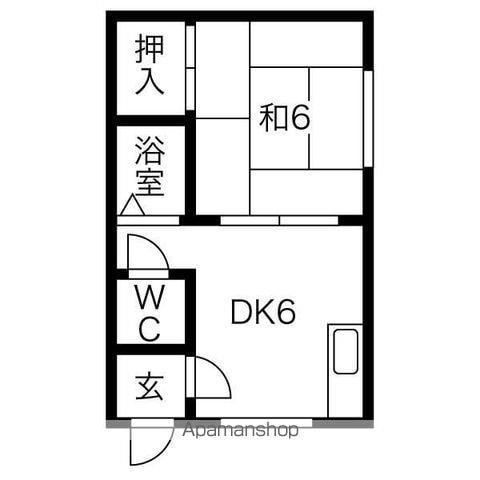 北峰ビル(1DK/2階)の間取り写真