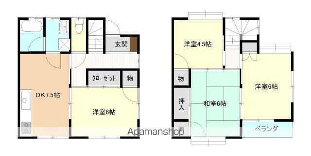 山口貸家(テラスハウス)(4DK)の間取り写真