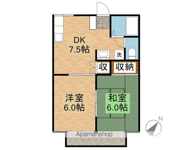 白石ハイツD(2DK/2階)の間取り写真