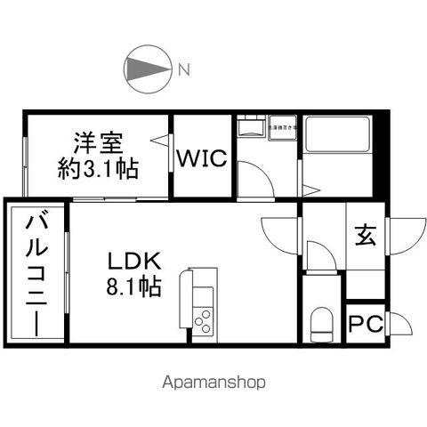 フィオーレKEN(1LDK/1階)の間取り写真