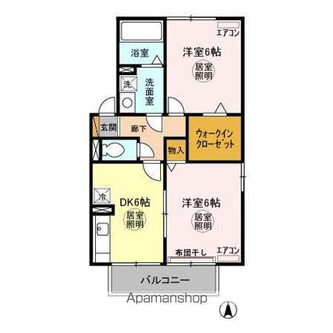 ノーブルタウン弐番館(2DK/1階)の間取り写真