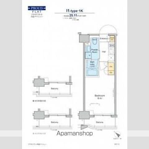 プラウドフラット月島アベニュー(1K/9階)の間取り写真