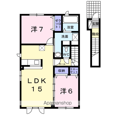 シュエットⅡ(2LDK/2階)の間取り写真