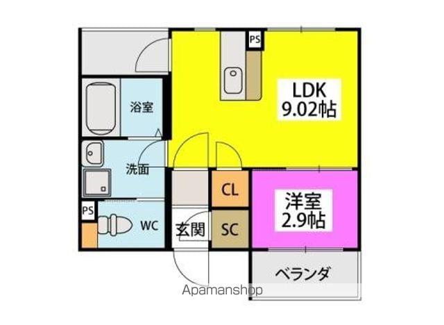 レジデンシャルジェム井尻駅(1LDK/5階)の間取り写真