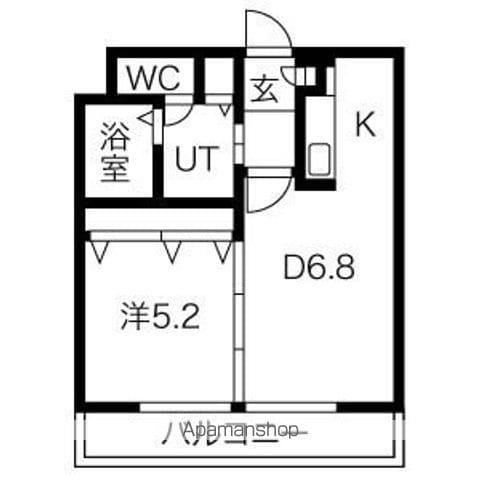 ホープ銭函(1LDK/4階)の間取り写真