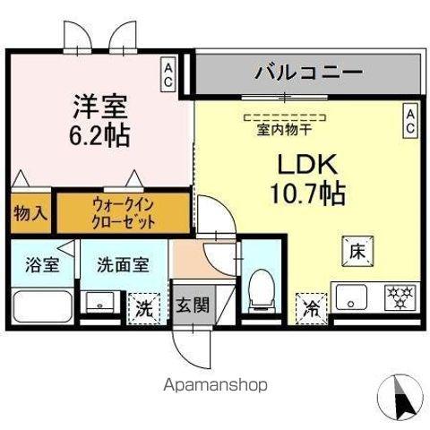 セレスティア長良 イースト(1LDK/1階)の間取り写真