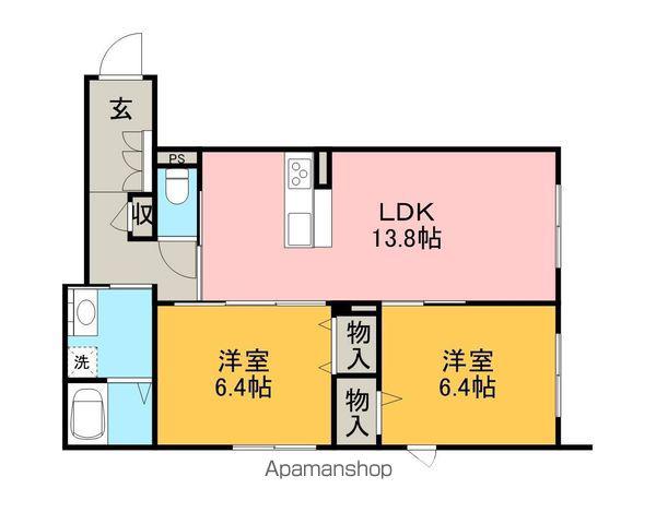 ウィスティリア(2LDK/1階)の間取り写真