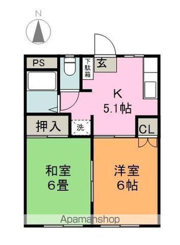 エーデルハイツ(2K/1階)の間取り写真