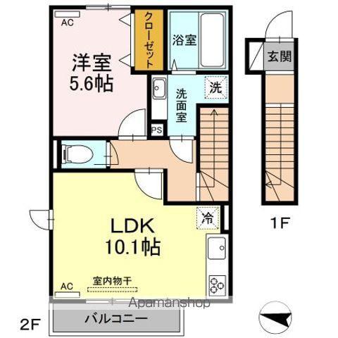 グランフォレMⅠ(1LDK/2階)の間取り写真