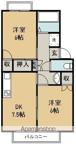 プレジール4丁目Ⅰ(2DK/2階)の間取り写真