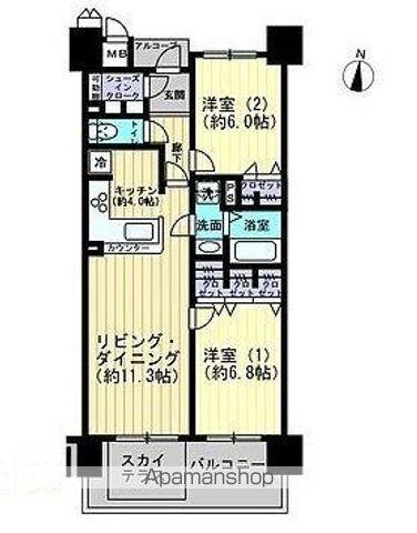 ロイヤルガーデン高松駅西オーシャンビュー弐番館(2LDK/9階)の間取り写真