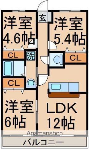 ハイグレース府中(3LDK/4階)の間取り写真