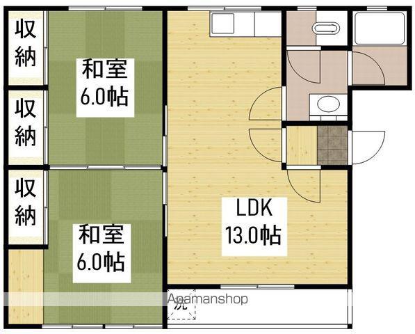 大名マンション(2LDK/1階)の間取り写真