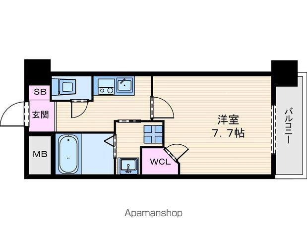 クラウンハイム北心斎橋フラワーコート(1K/2階)の間取り写真