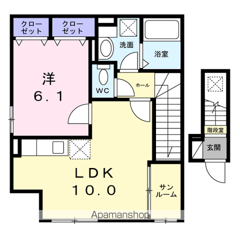 ヴィラ・アルモニア(1LDK/2階)の間取り写真