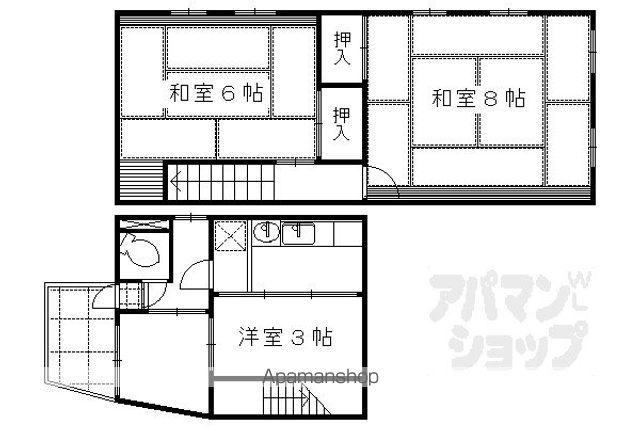 京都市烏丸線 今出川駅 徒歩27分 2階建 築61年(3K)の間取り写真