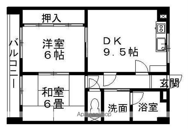 一宮中島コーポラス(2DK/1階)の間取り写真
