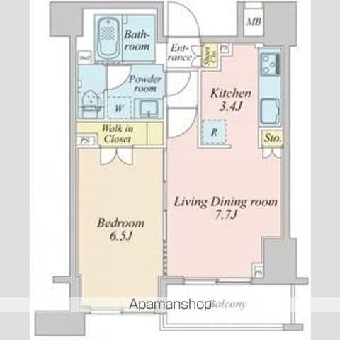 プラウドフラット神楽坂2(1LDK/8階)の間取り写真