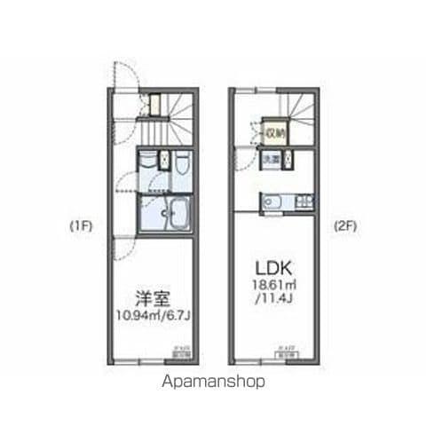レオネクストブルーブランシェ(1LDK/1階)の間取り写真
