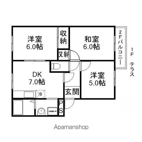 ピアコート(3DK/2階)の間取り写真