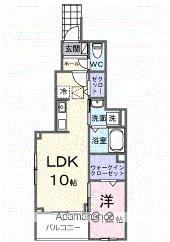 ピースフルⅢ(1LDK/1階)の間取り写真