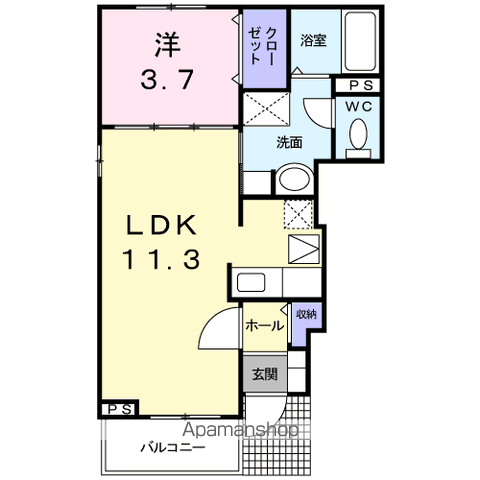 プリムローズ北日吉Ⅱ(1LDK/1階)の間取り写真