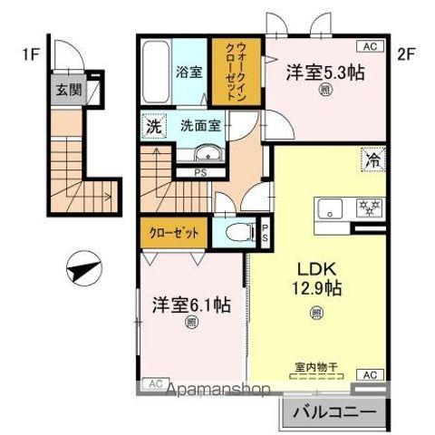 メゾン ソレイユ(2LDK/2階)の間取り写真