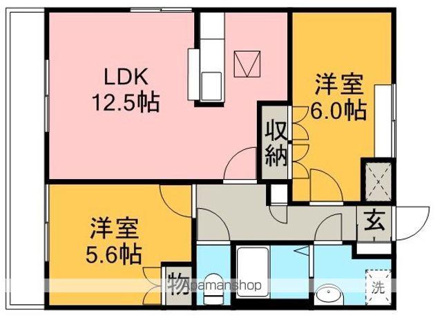 マロングラッセ・デュオ(2LDK/1階)の間取り写真