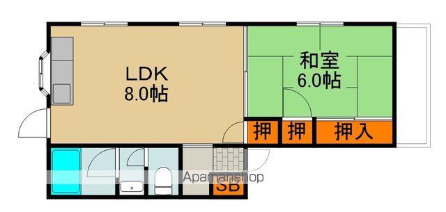 コーポ御堂(1LDK/1階)の間取り写真