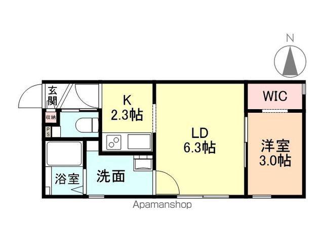 コモド太閤山Ⅱ(1LDK/2階)の間取り写真