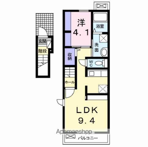 マナスル(1LDK/2階)の間取り写真