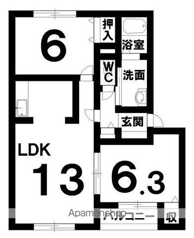 ロイウッドウエスト(2LDK/1階)の間取り写真