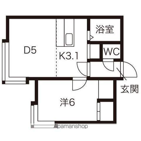 AMS清田2-1B棟(1DK/2階)の間取り写真