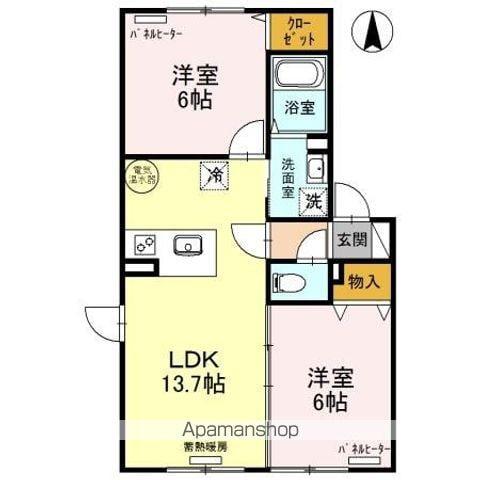 グランドールK(2LDK/2階)の間取り写真