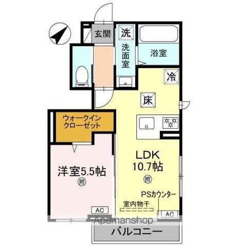 AMULETTE NEXIA COURTアミュレット・ネクシア(1LDK/1階)の間取り写真