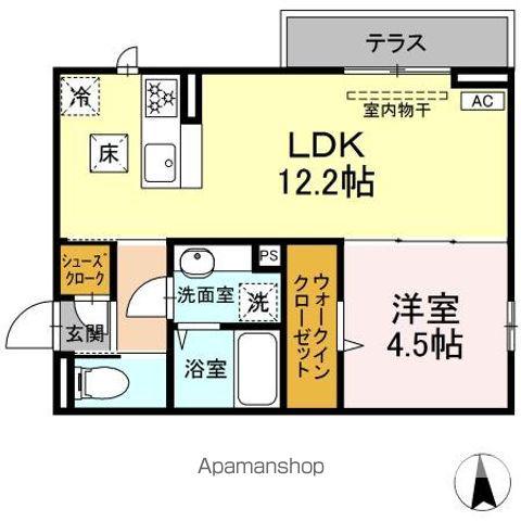 GRAND D-ROOM高宮北E(1LDK/1階)の間取り写真