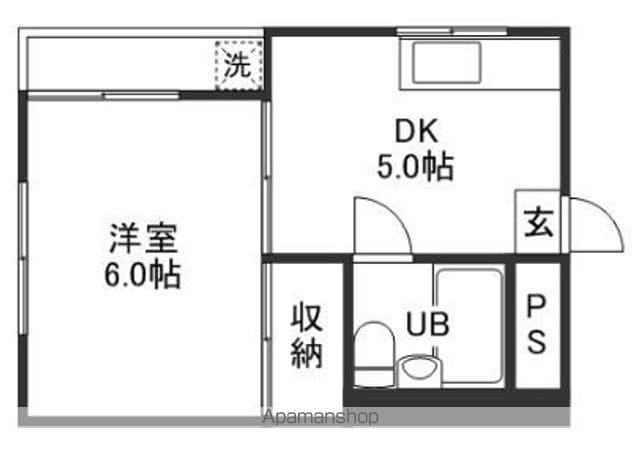 メゾン富士岡山(1DK/4階)の間取り写真