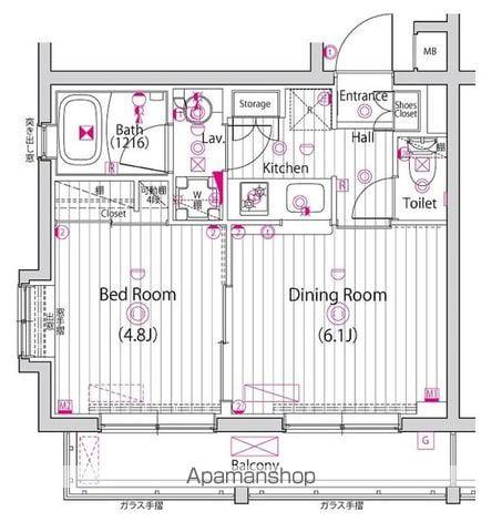 ガーラ・ヒルズ氷川台(1DK/2階)の間取り写真