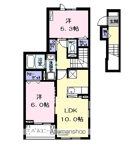 アムール(2LDK/2階)の間取り写真