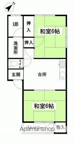 クラッブハウス(2DK/2階)の間取り写真