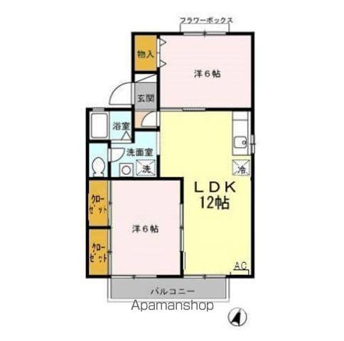 サクセス石川D(2LDK/2階)の間取り写真