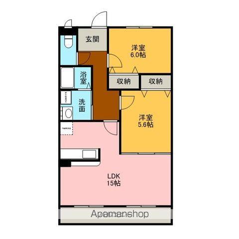 ハートフルマンションステラ(2LDK/3階)の間取り写真